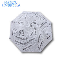 British Style Alphabet Manual abierto plegable unisex impresión de transferencia de calor personalidad Fashion English Newspaper Umbrella Factory